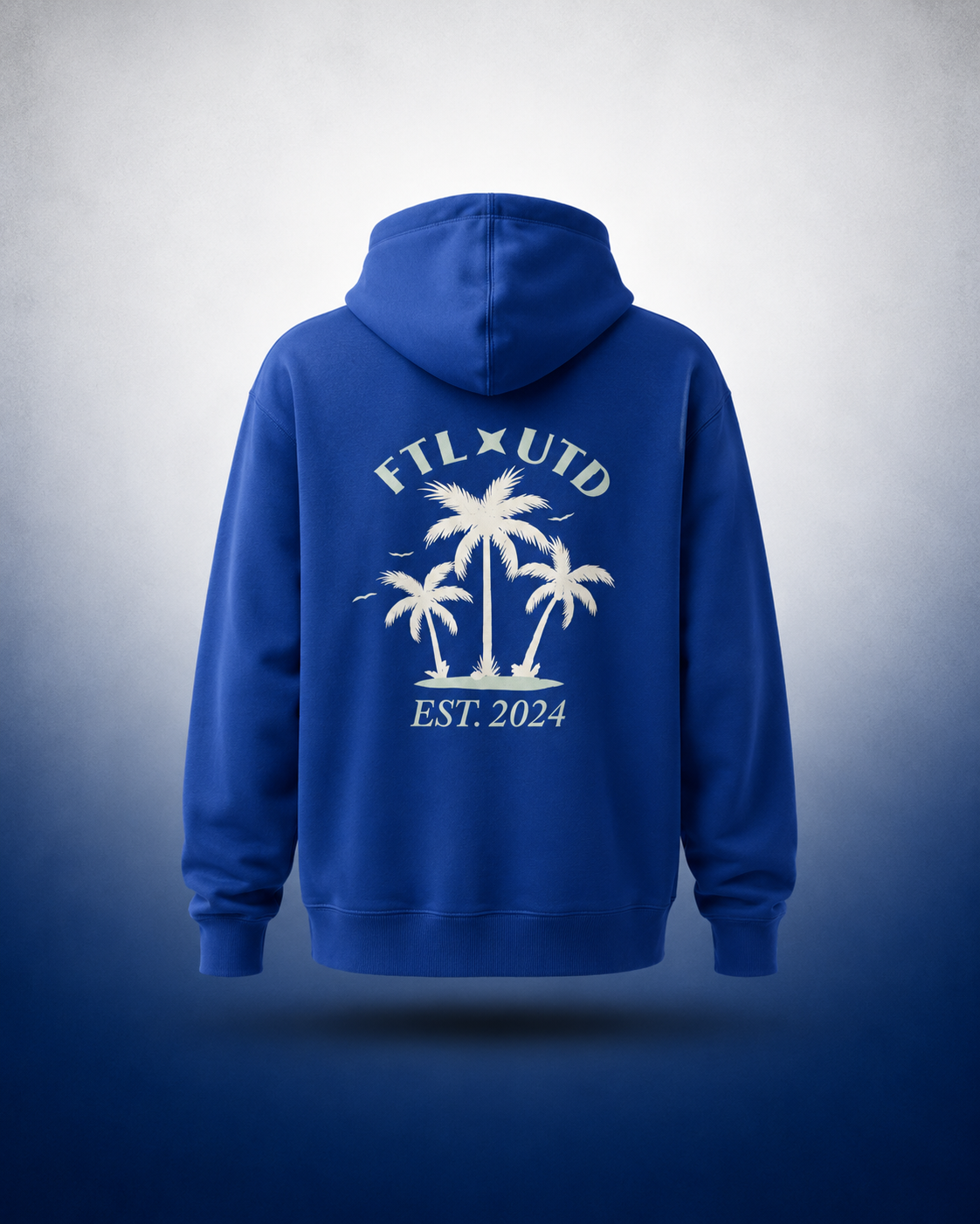 Royal Blue Nike Hoodie White Crest with Palm Trees