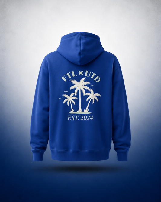 Royal Blue Nike Hoodie White Crest with Palm Trees